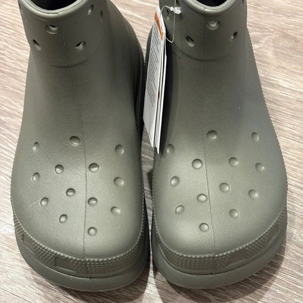 Crocs Crush Boot Dusty Olive Green Platform Waterproof Rain Boots Gorpcore 6 NEW